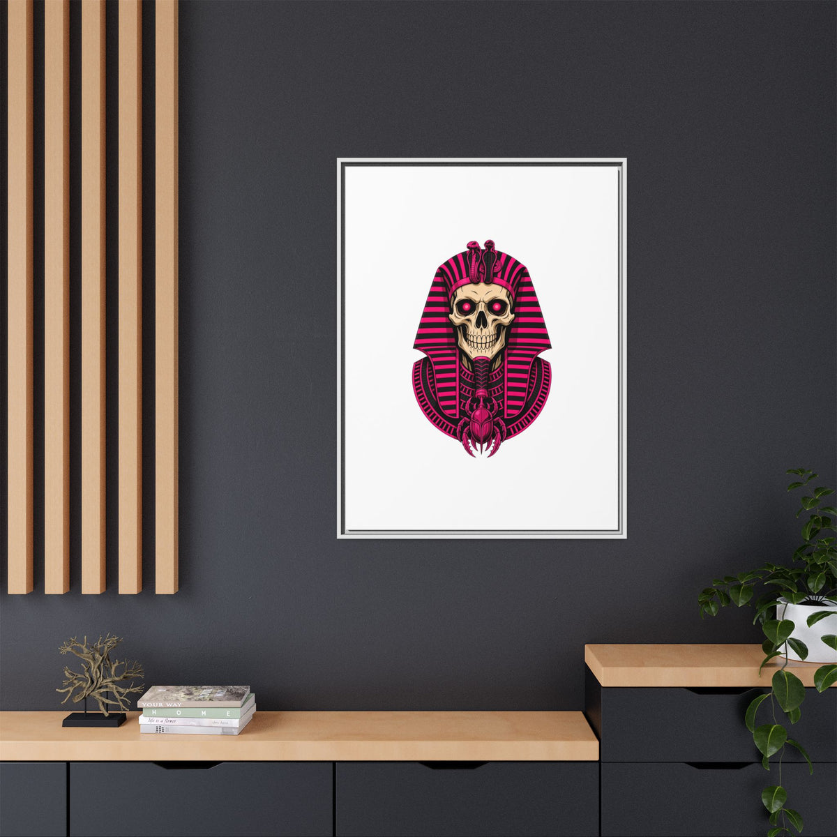 Pharaoh Skull Art Print — Framed Matte Canvas