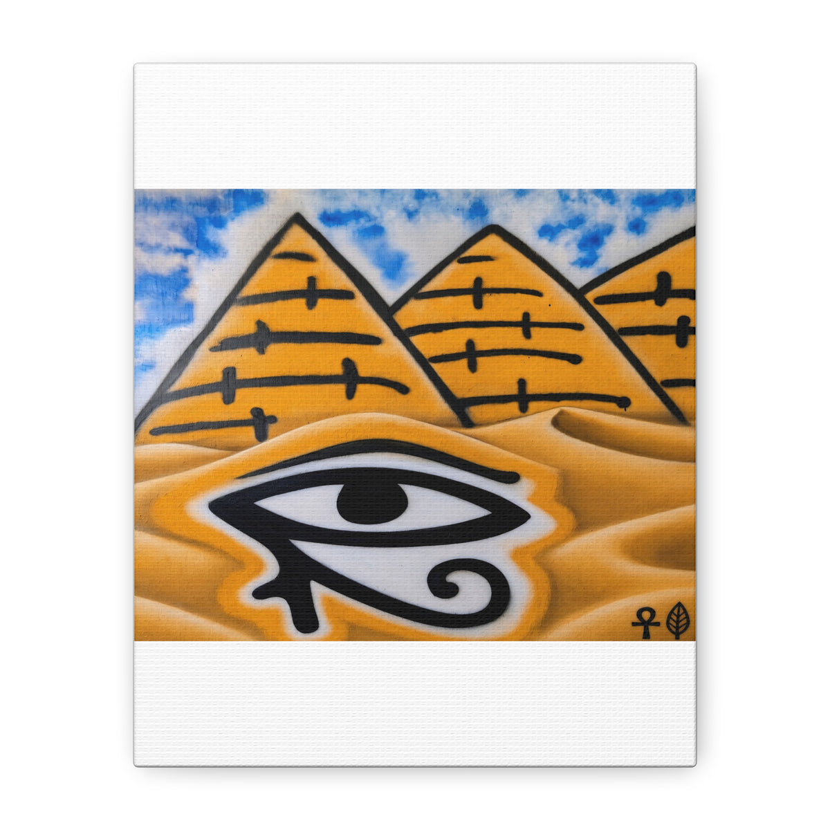 Eye of Ra Pyramid Canvas Wall Art — Egyptian Desert Stretched Canvas