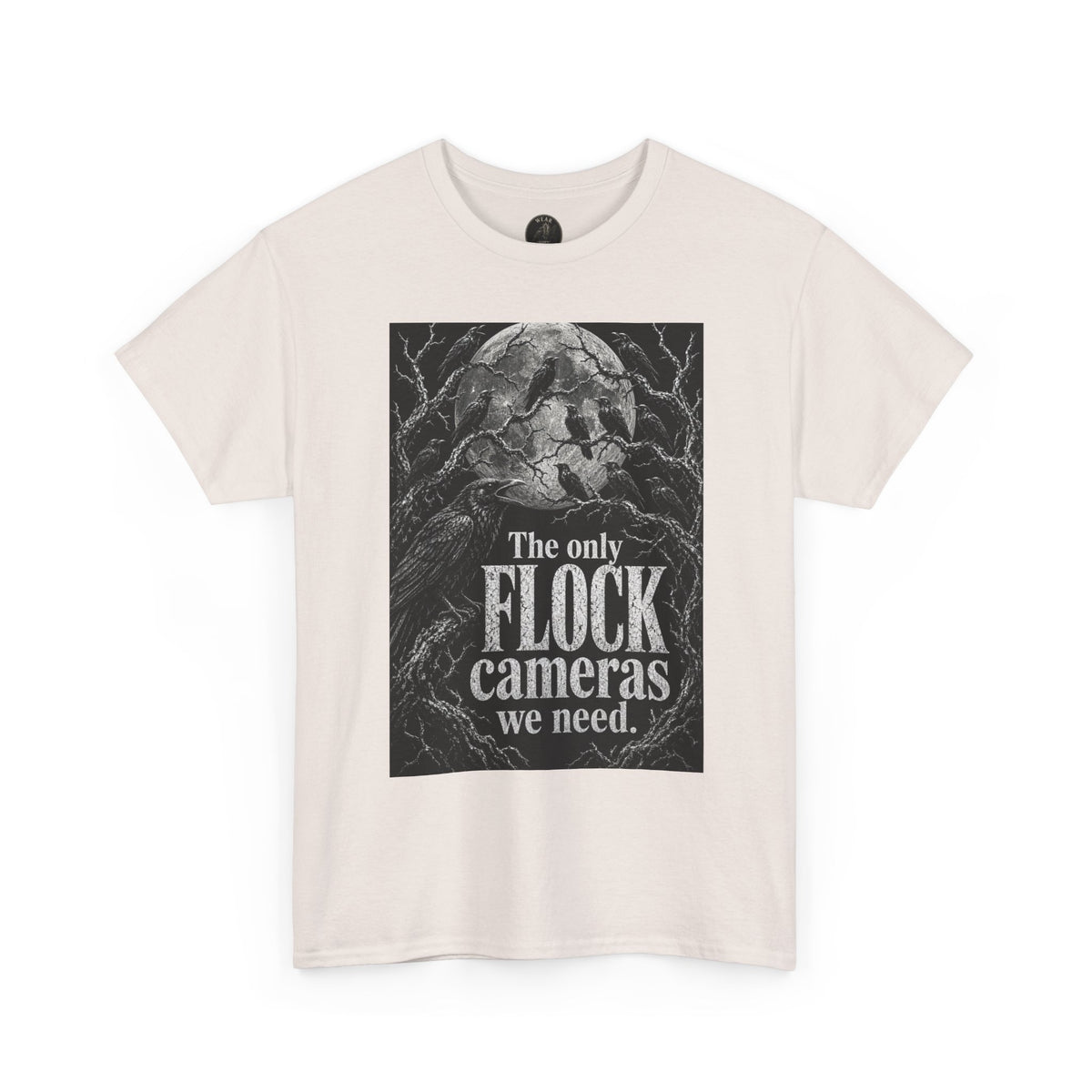 Graphic Tee — “The Only Flock Cameras We Need” Raven Illustration