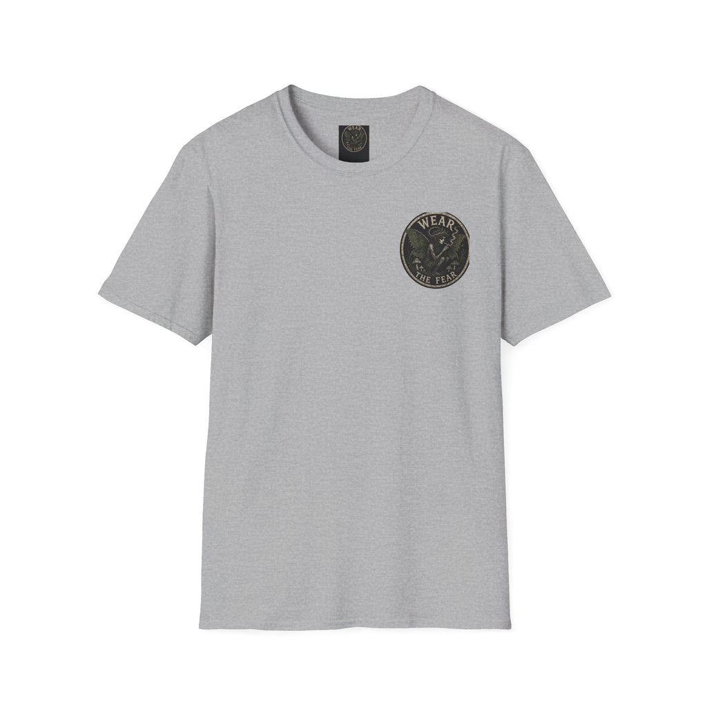 Vintage '5 Fairies' Round Patch T-Shirt — Retro Graphic Chest Tee