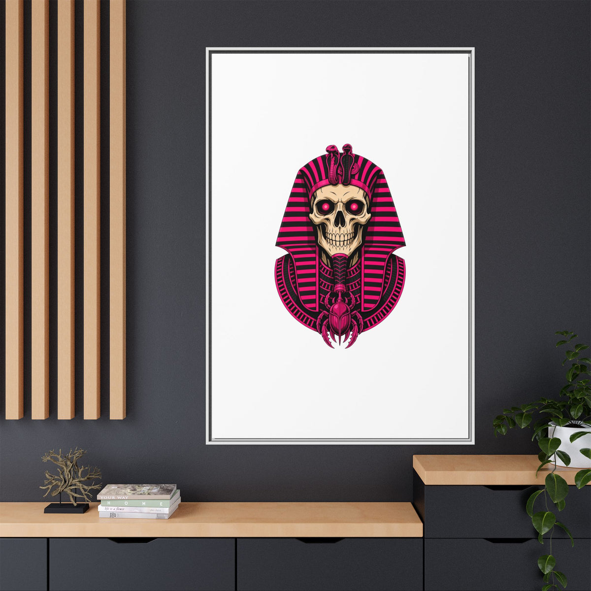 Pharaoh Skull Art Print — Framed Matte Canvas