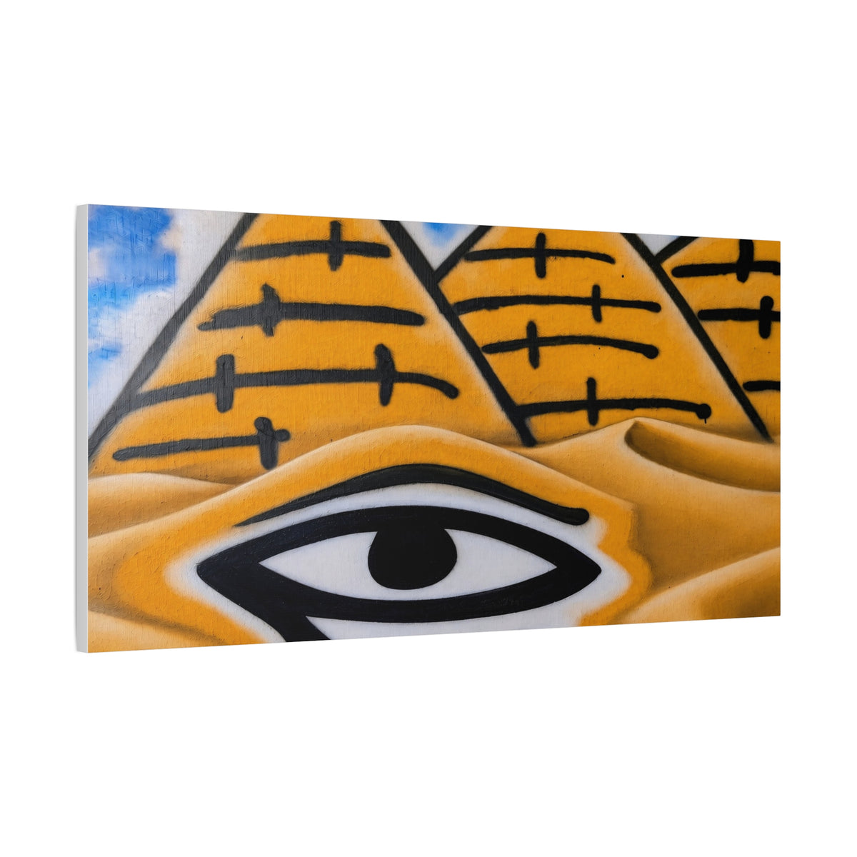 Eye of Ra Pyramid Canvas Wall Art — Egyptian Desert Stretched Canvas