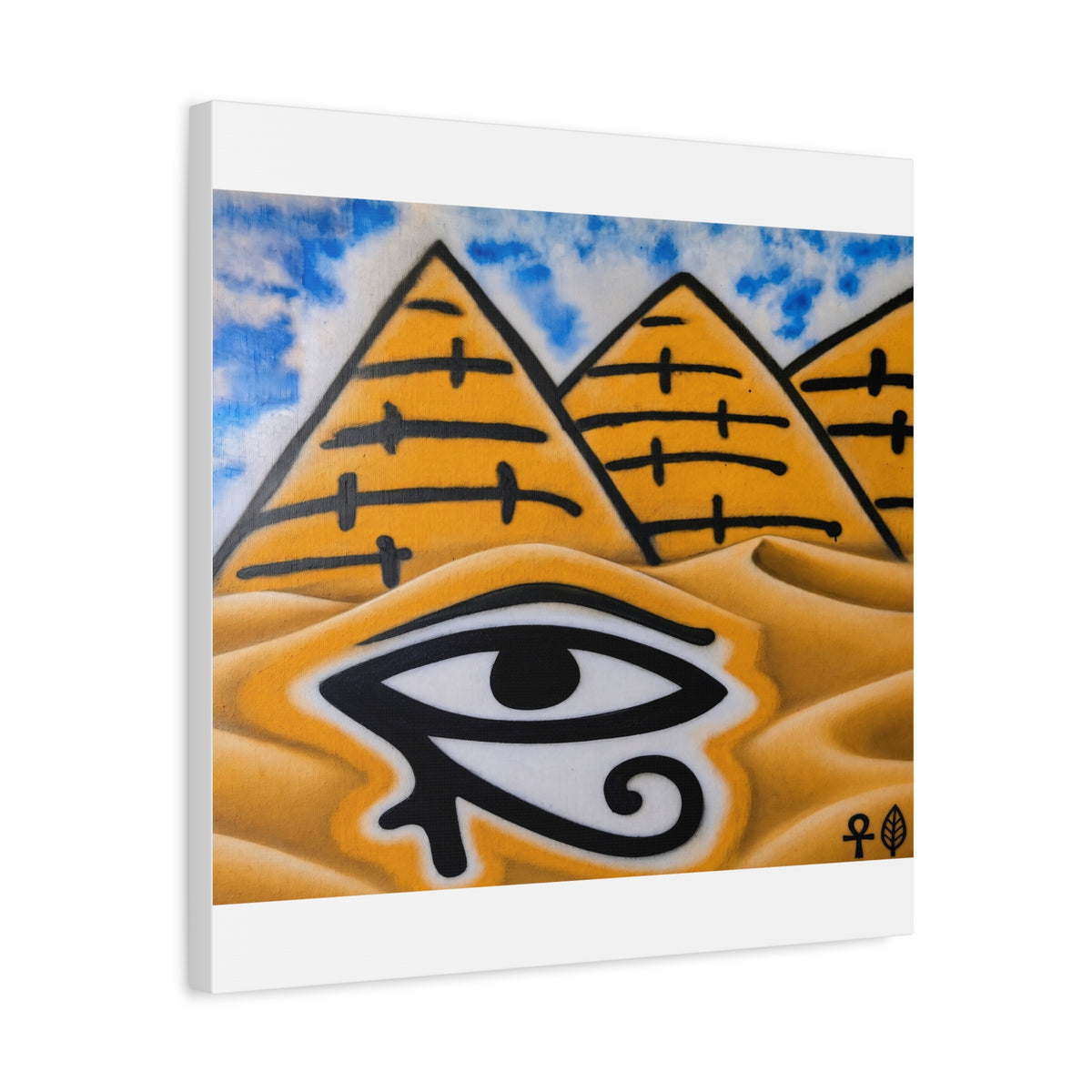 Eye of Ra Pyramid Canvas Wall Art — Egyptian Desert Stretched Canvas