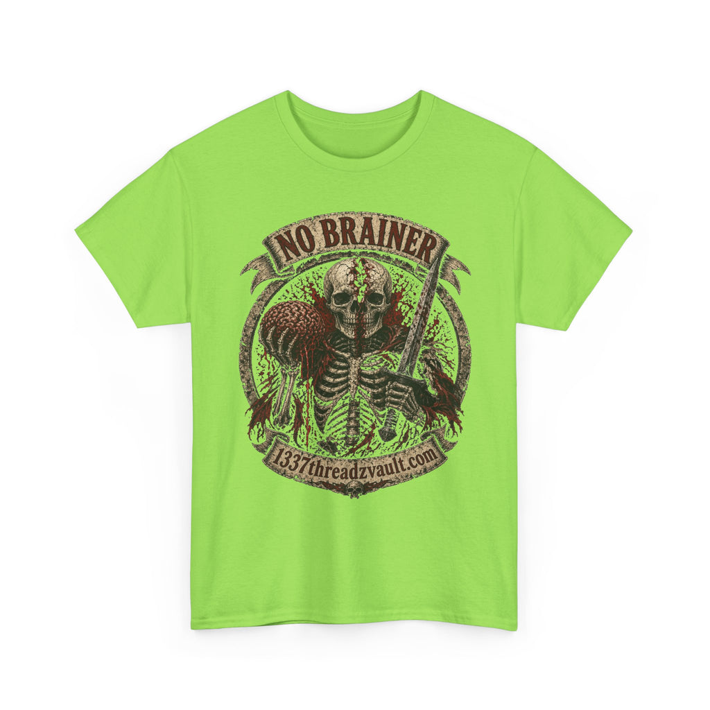 No Brainer Skull Tee —Gothic Skeleton Graphic T-Shirt