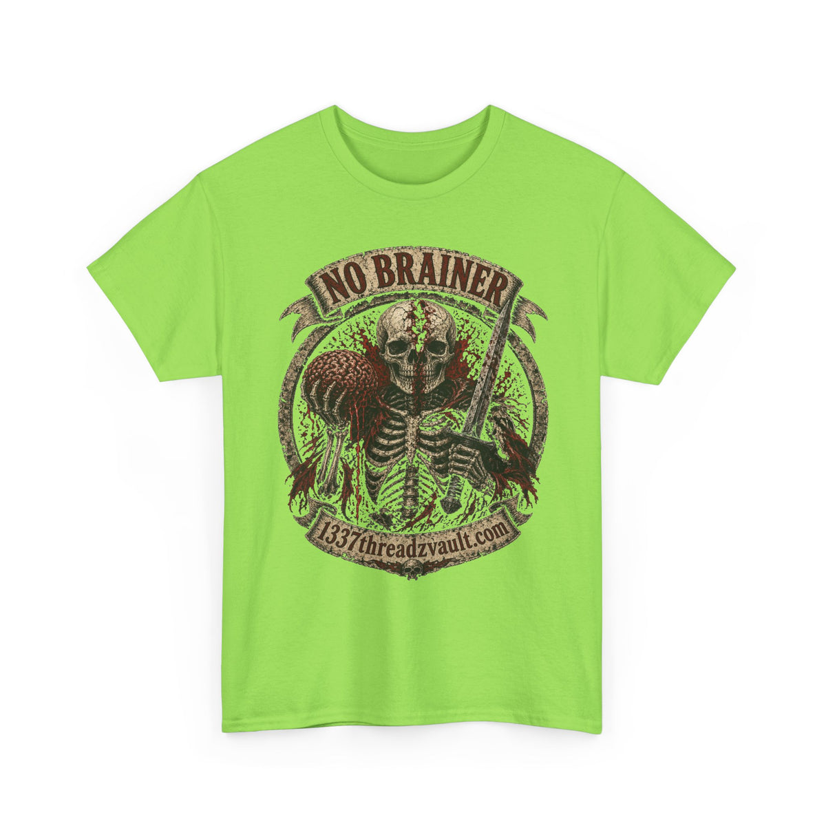 No Brainer Skull Tee —Gothic Skeleton Graphic T-Shirt