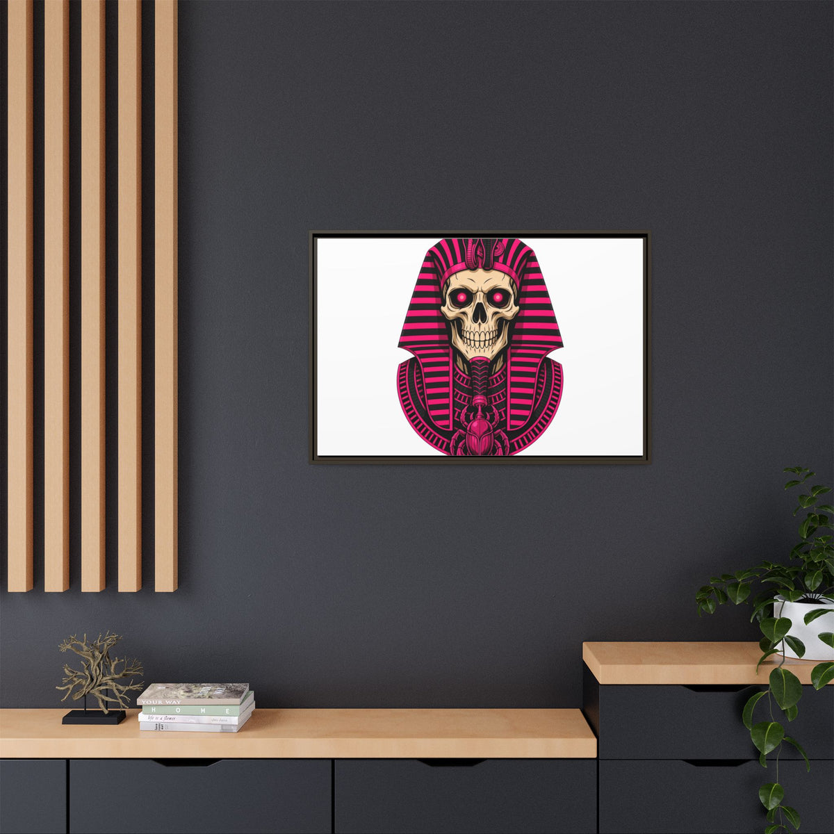 Pharaoh Skull Art Print — Framed Matte Canvas