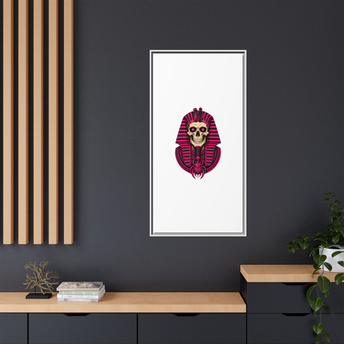Pharaoh Skull Art Print — Framed Matte Canvas