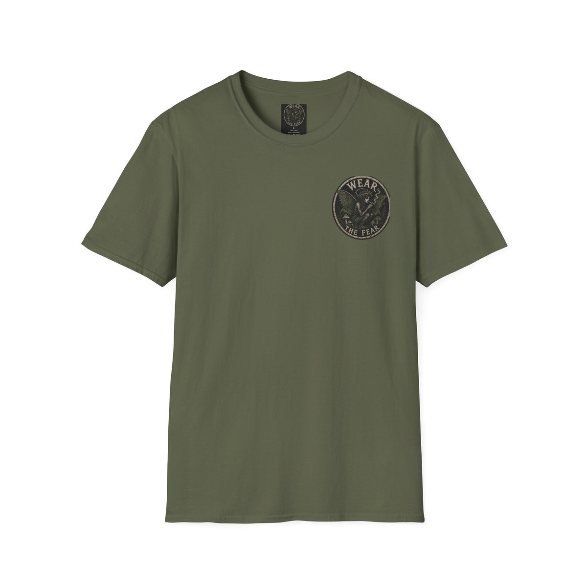 Vintage '5 Fairies' Round Patch T-Shirt — Retro Graphic Chest Tee