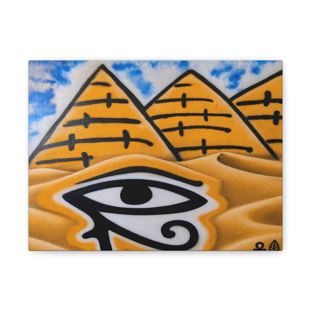 Eye of Ra Pyramid Canvas Wall Art — Egyptian Desert Stretched Canvas