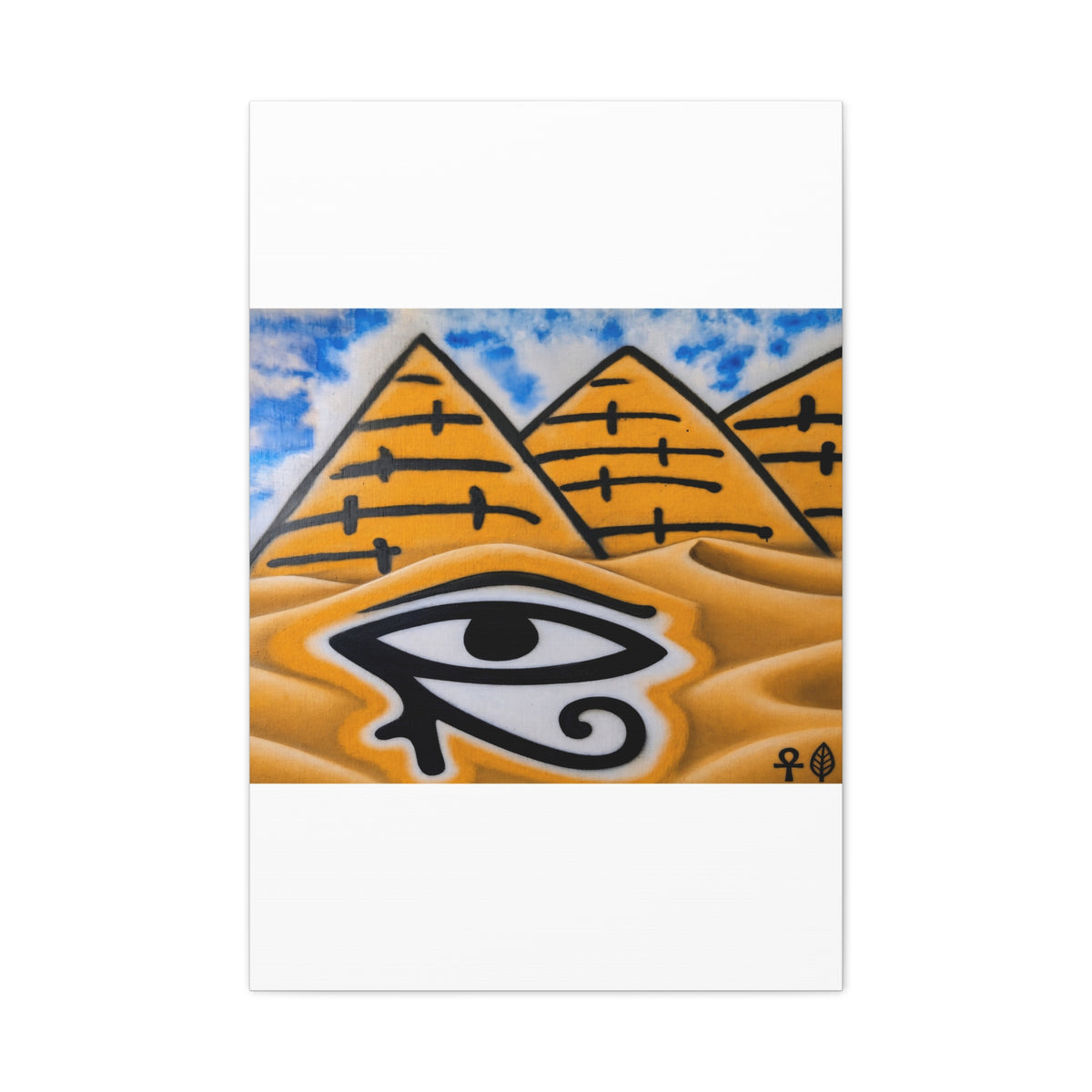 Eye of Ra Pyramid Canvas Wall Art — Egyptian Desert Stretched Canvas