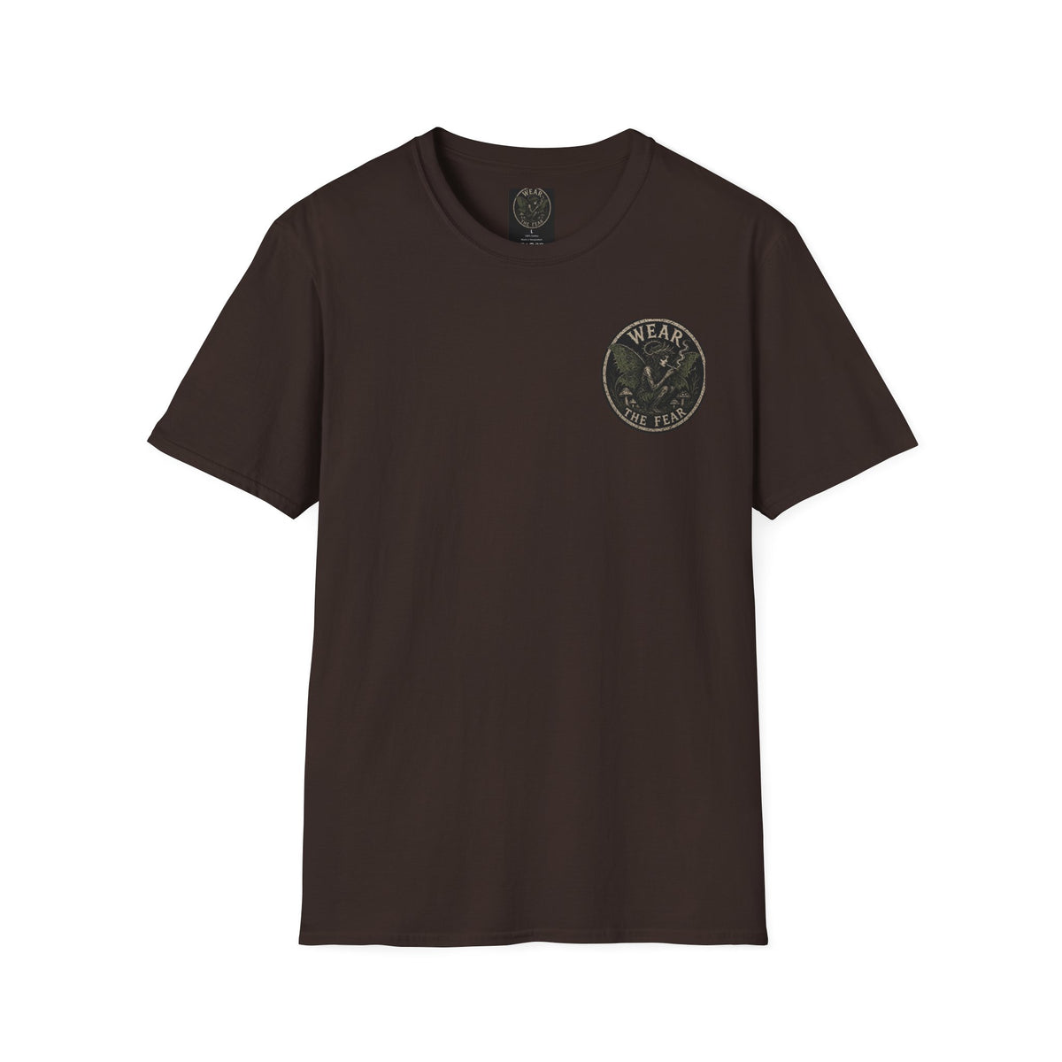Vintage '5 Fairies' Round Patch T-Shirt — Retro Graphic Chest Tee
