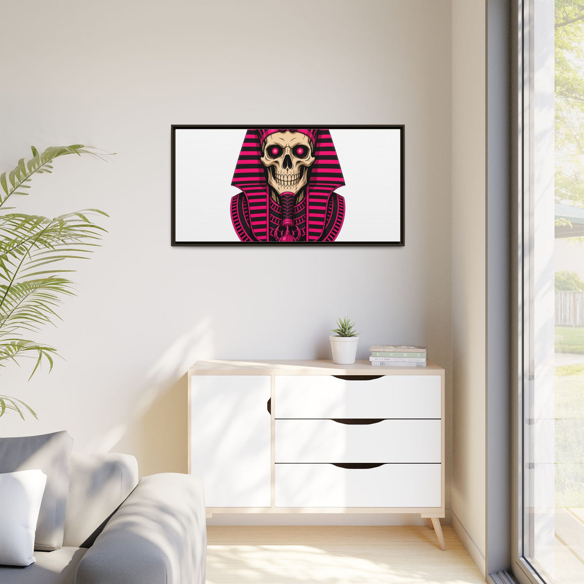 Pharaoh Skull Art Print — Framed Matte Canvas