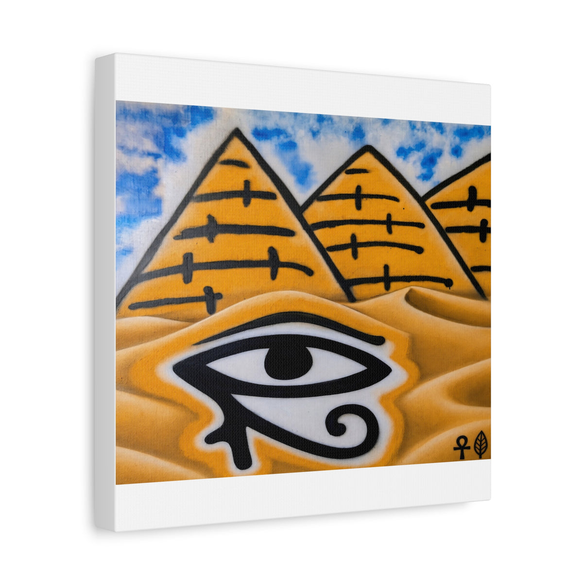 Eye of Ra Pyramid Canvas Wall Art — Egyptian Desert Stretched Canvas