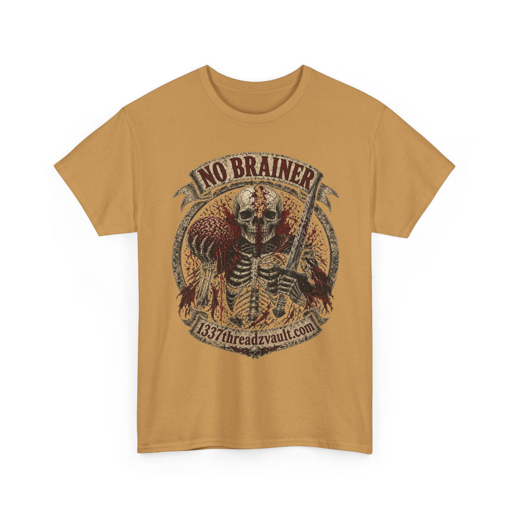 No Brainer Skull Tee —Gothic Skeleton Graphic T-Shirt