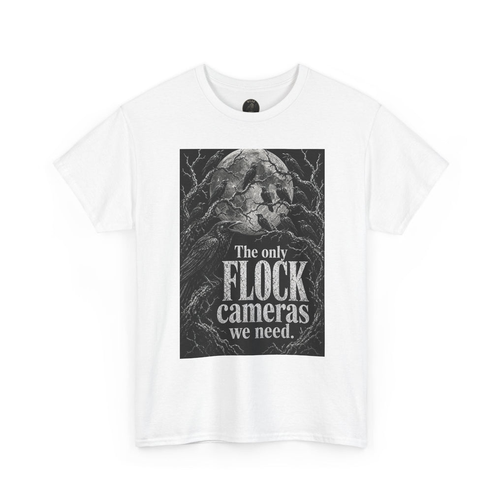 Graphic Tee — “The Only Flock Cameras We Need” Raven Illustration