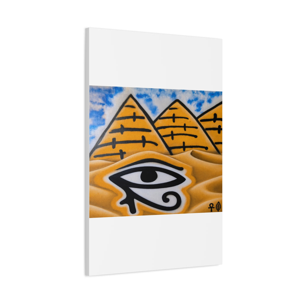 Eye of Ra Pyramid Canvas Wall Art — Egyptian Desert Stretched Canvas
