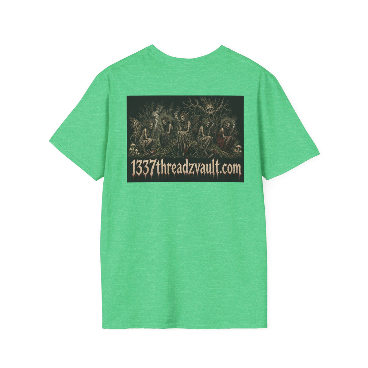 Vintage '5 Fairies' Round Patch T-Shirt — Retro Graphic Chest Tee