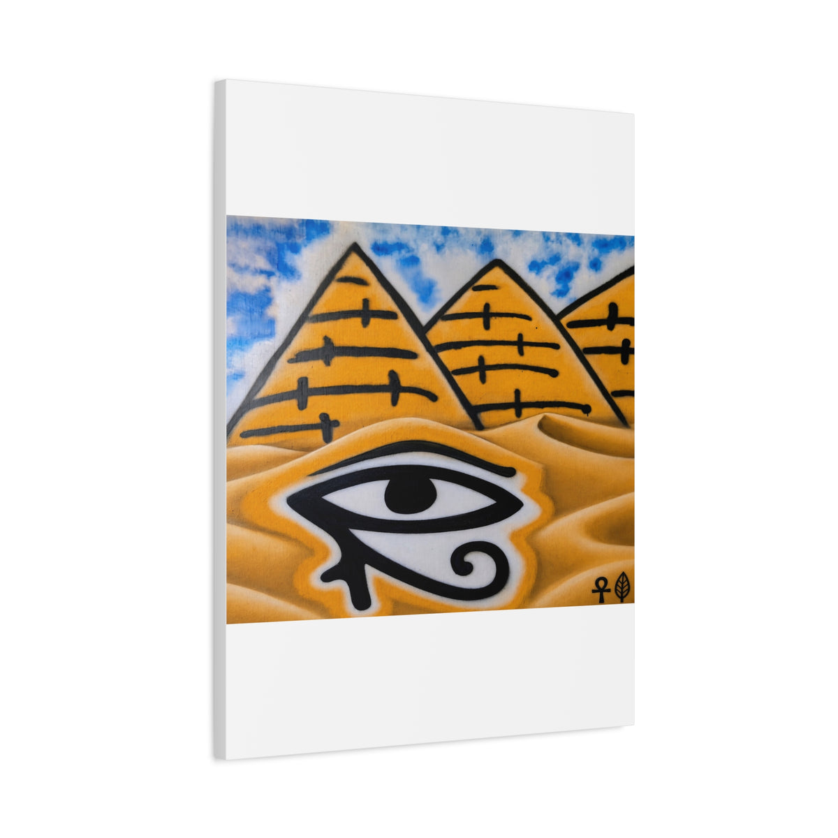 Eye of Ra Pyramid Canvas Wall Art — Egyptian Desert Stretched Canvas