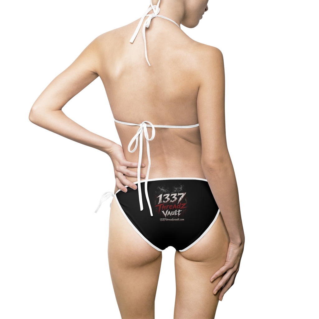 Black Minimalist Tie-Side Bikini — Women's Two-Piece Swimsuit