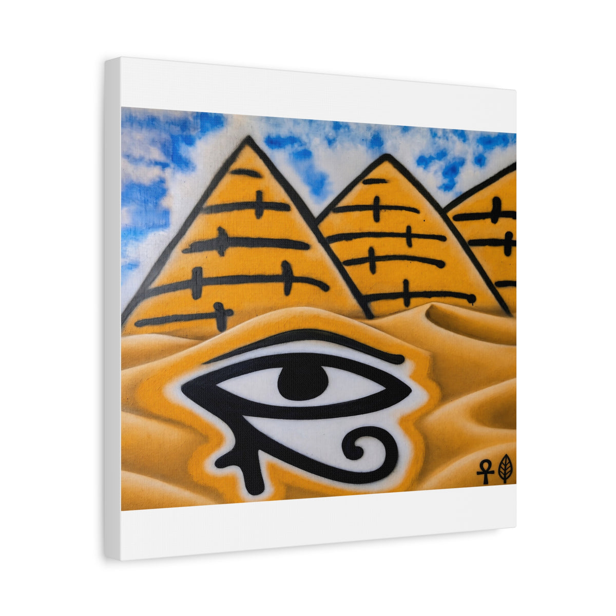 Eye of Ra Pyramid Canvas Wall Art — Egyptian Desert Stretched Canvas