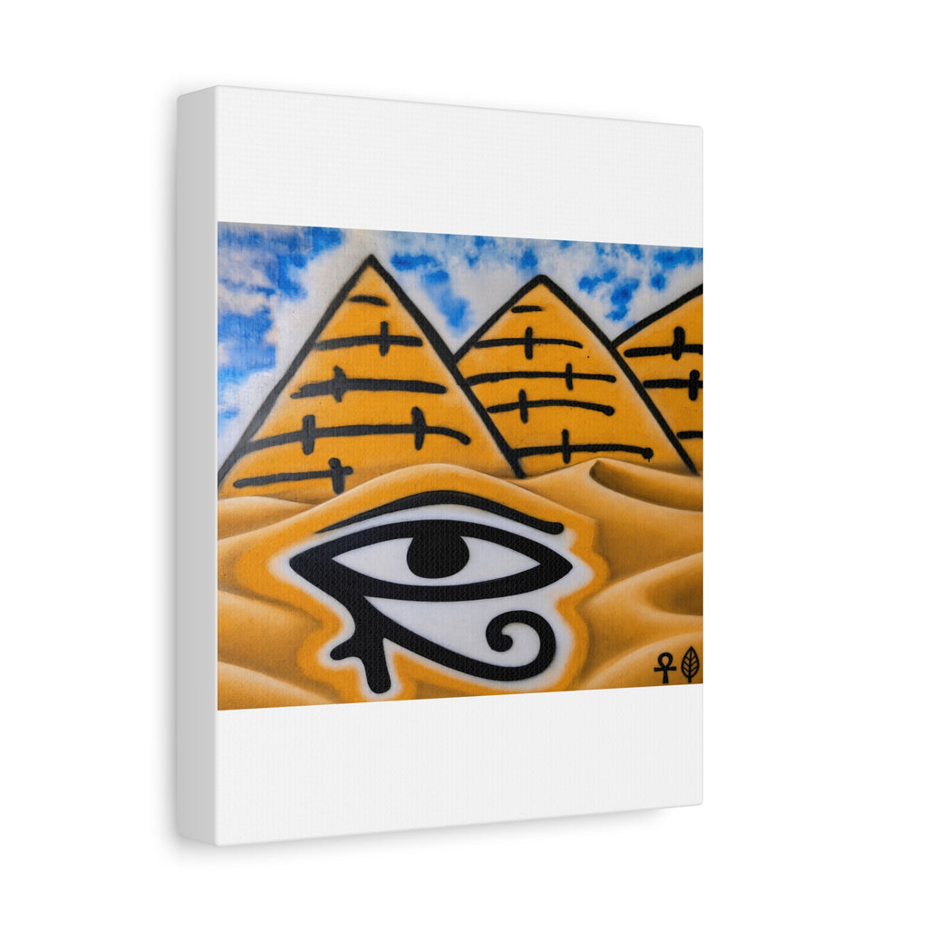Eye of Ra Pyramid Canvas Wall Art — Egyptian Desert Stretched Canvas