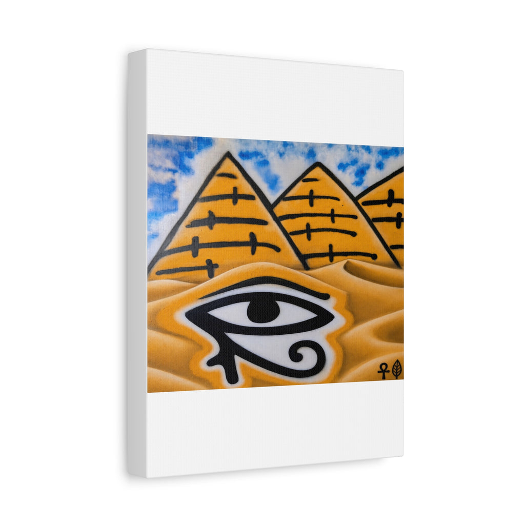 Eye of Ra Pyramid Canvas Wall Art — Egyptian Desert Stretched Canvas