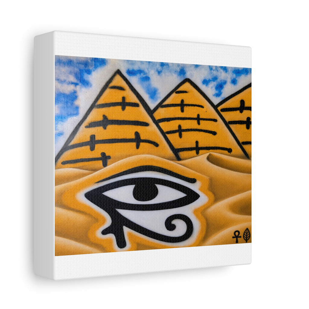 Eye of Ra Pyramid Canvas Wall Art — Egyptian Desert Stretched Canvas