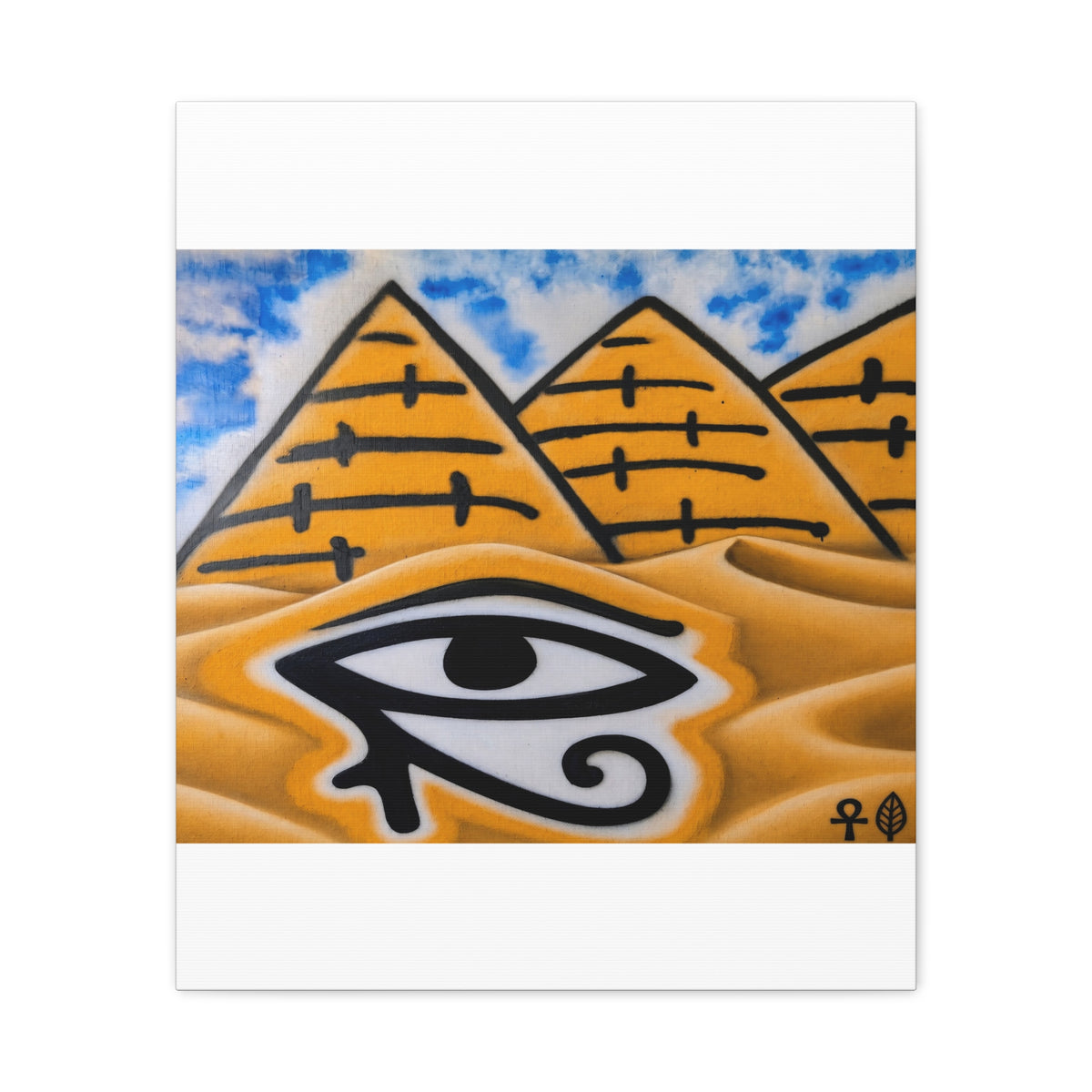 Eye of Ra Pyramid Canvas Wall Art — Egyptian Desert Stretched Canvas