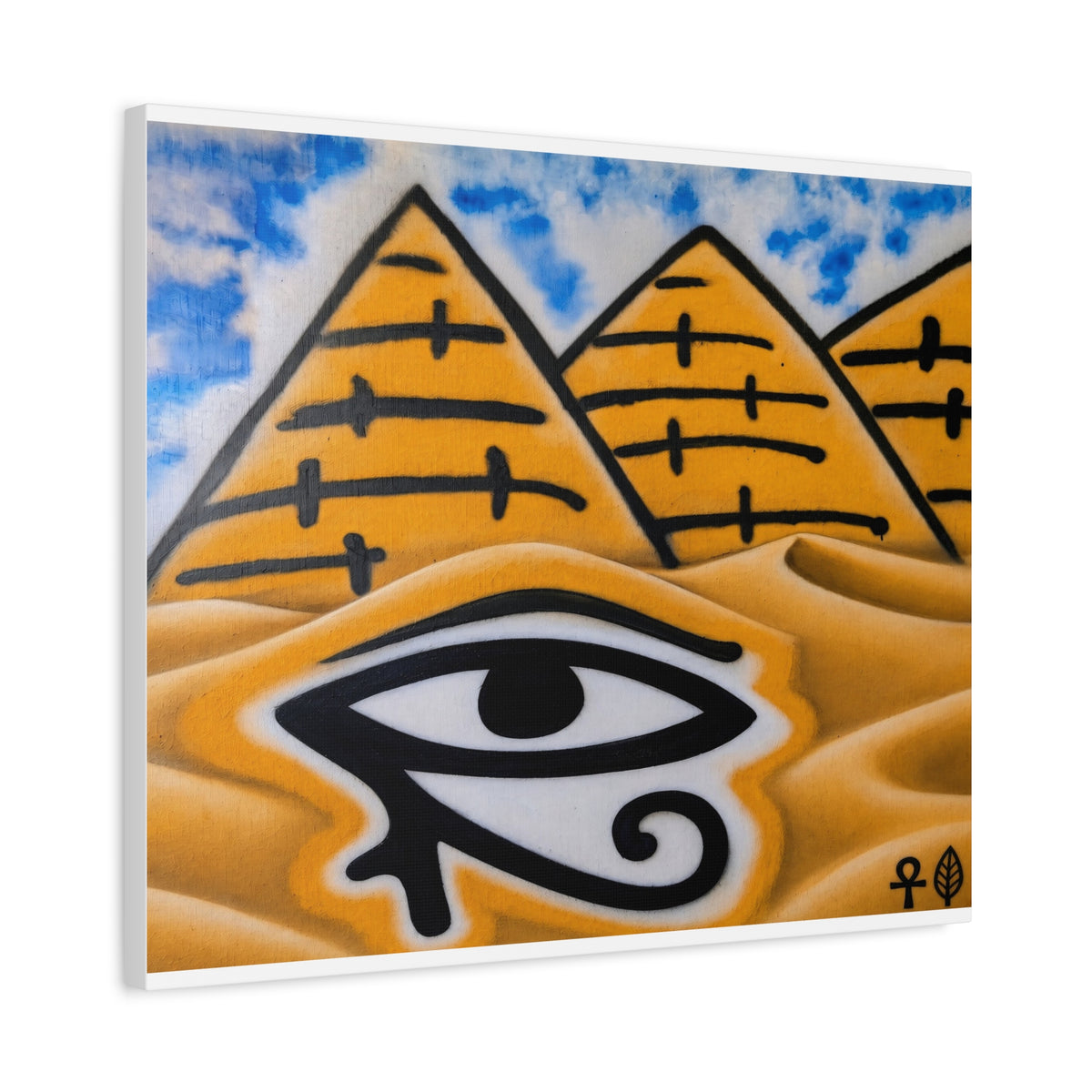 Eye of Ra Pyramid Canvas Wall Art — Egyptian Desert Stretched Canvas