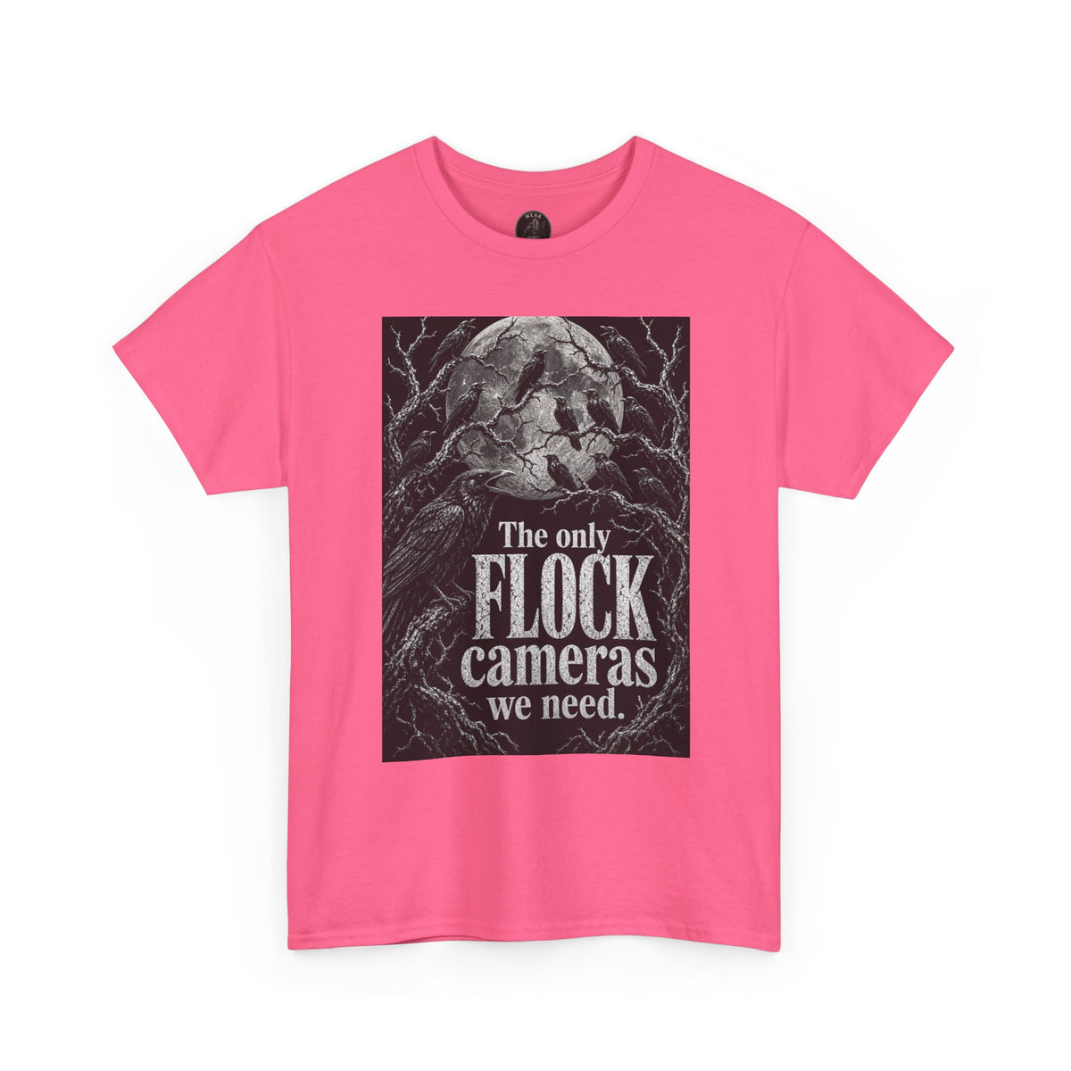 Graphic Tee — “The Only Flock Cameras We Need” Raven Illustration