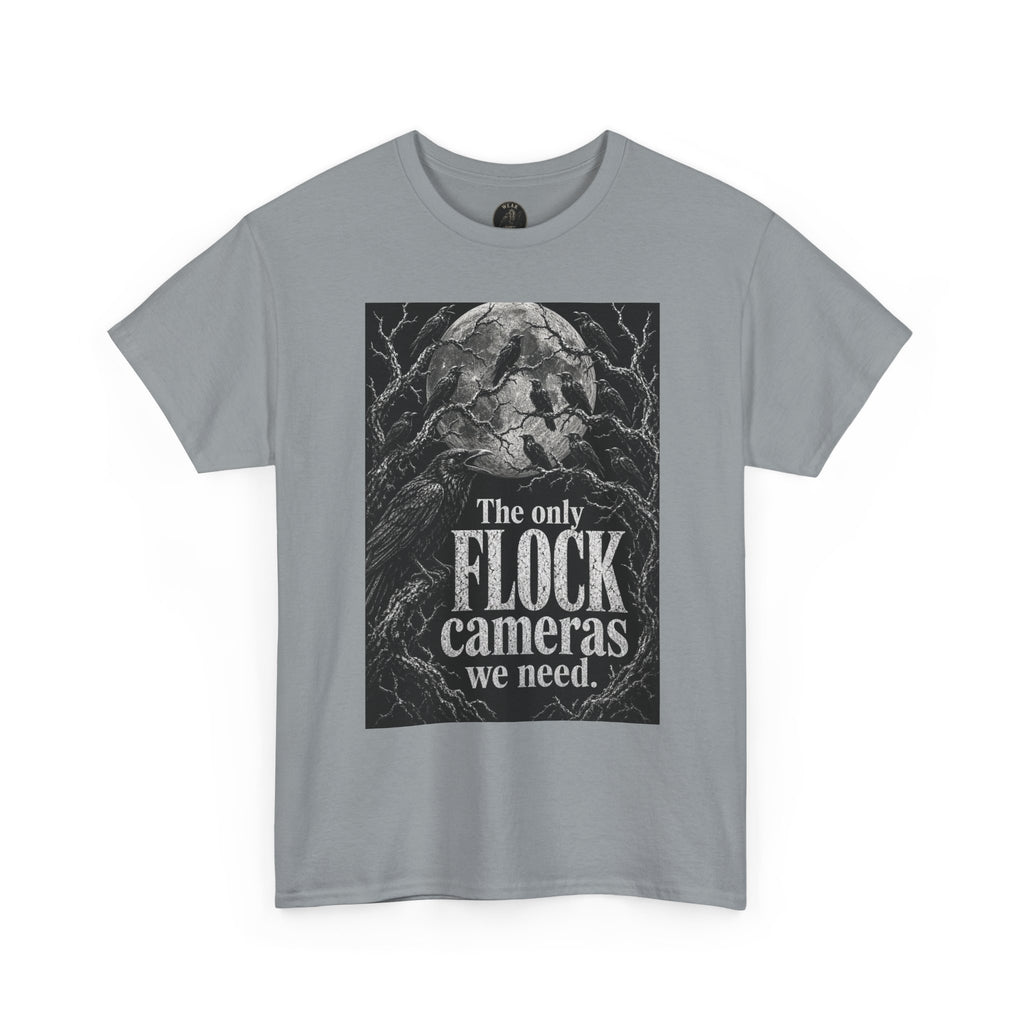 Graphic Tee — “The Only Flock Cameras We Need” Raven Illustration