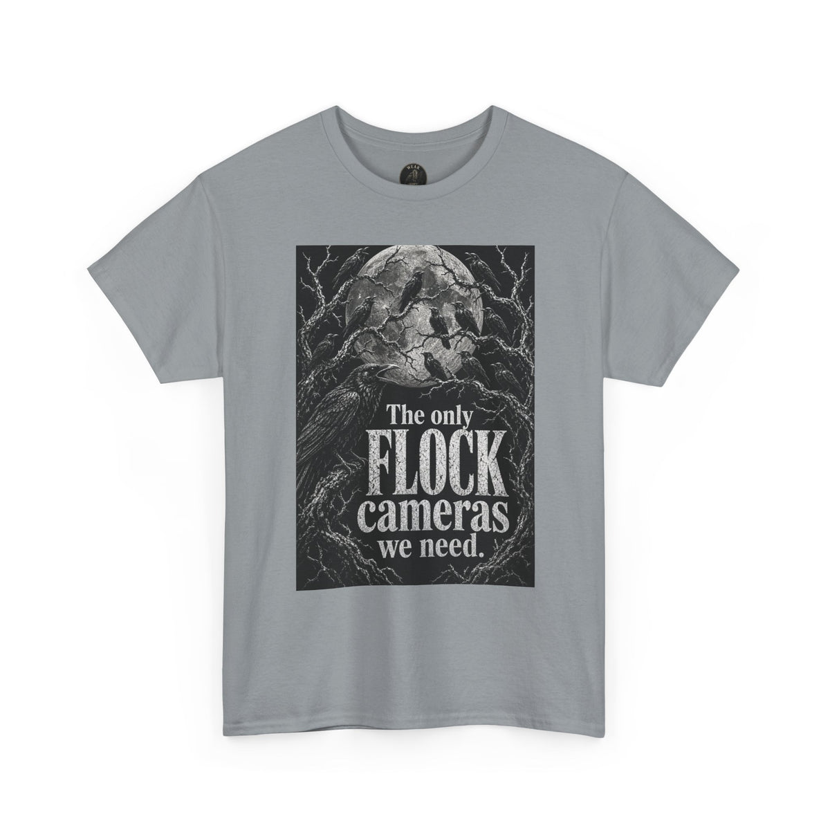 Graphic Tee — “The Only Flock Cameras We Need” Raven Illustration