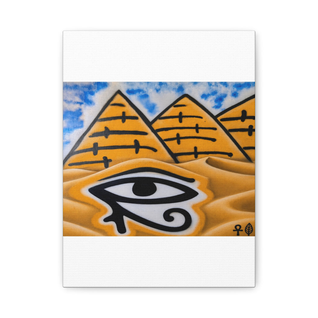 Eye of Ra Pyramid Canvas Wall Art — Egyptian Desert Stretched Canvas