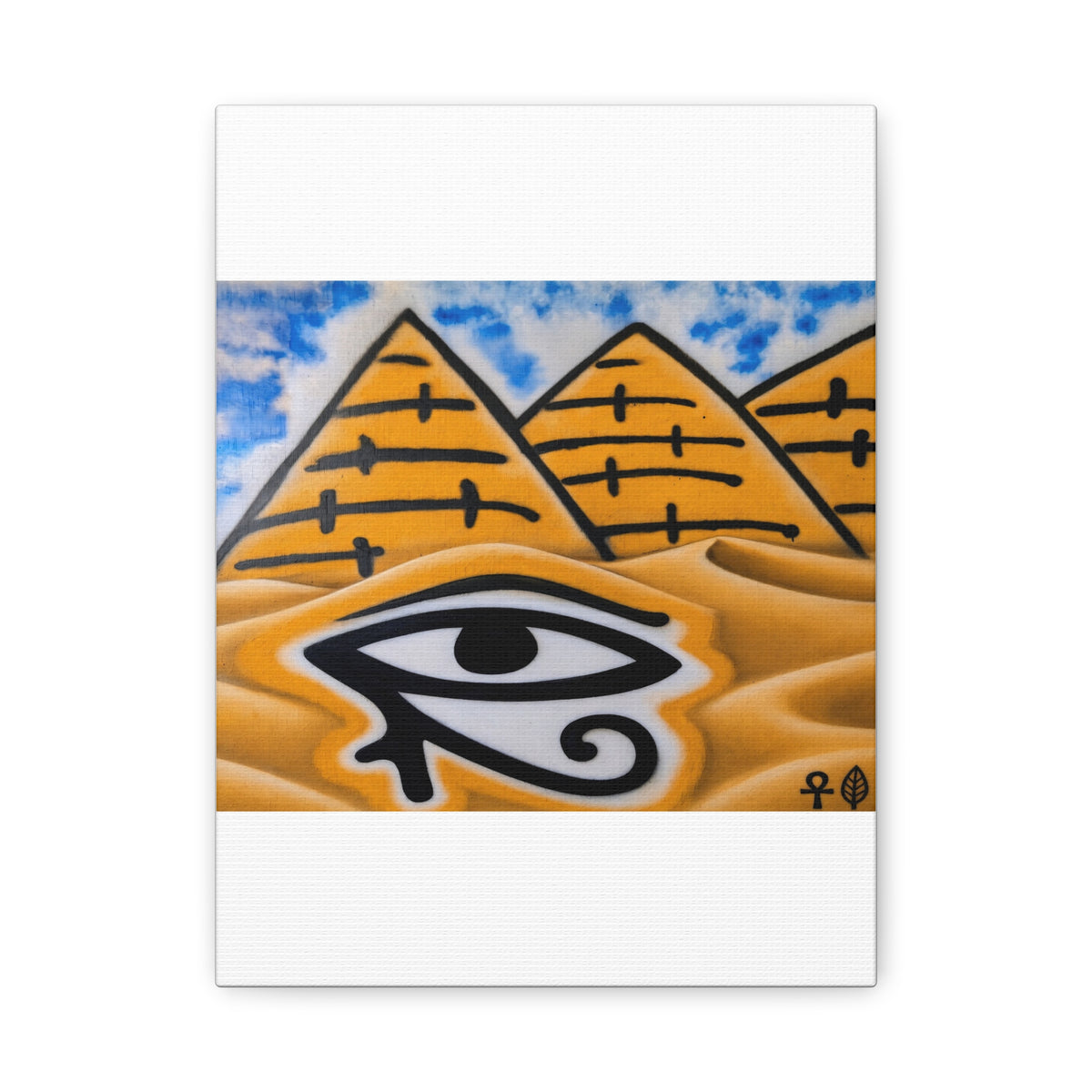 Eye of Ra Pyramid Canvas Wall Art — Egyptian Desert Stretched Canvas