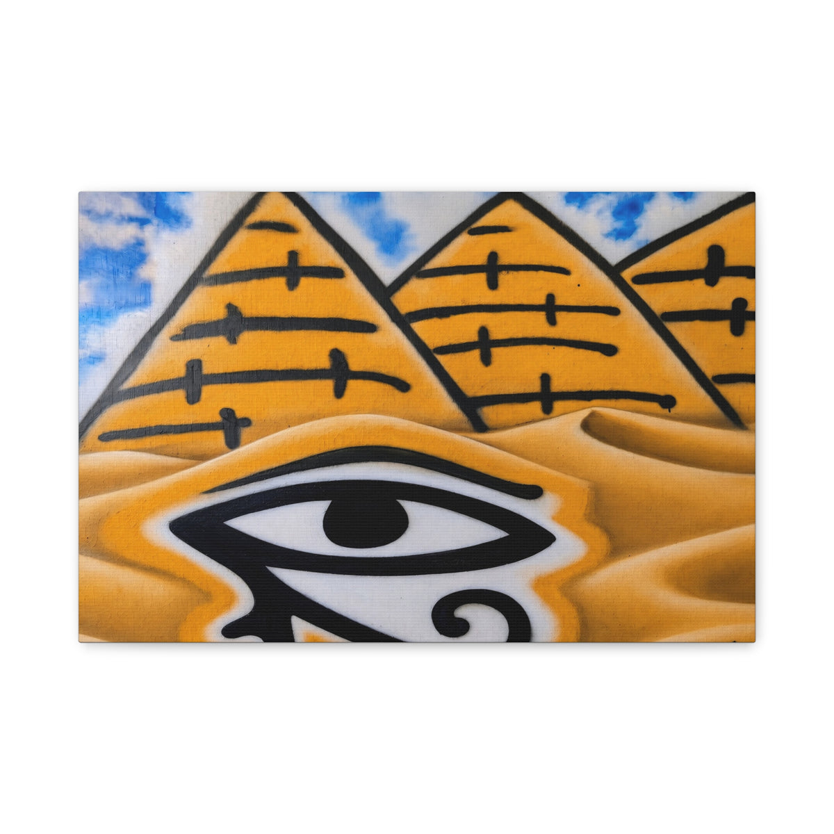 Eye of Ra Pyramid Canvas Wall Art — Egyptian Desert Stretched Canvas