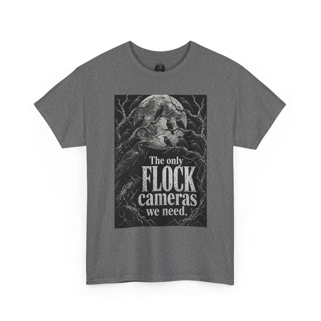 Graphic Tee — “The Only Flock Cameras We Need” Raven Illustration