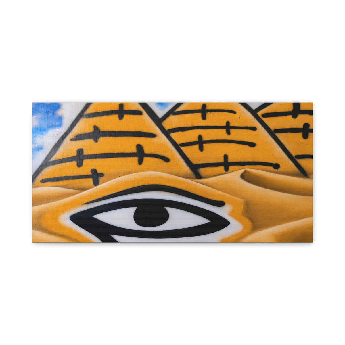 Eye of Ra Pyramid Canvas Wall Art — Egyptian Desert Stretched Canvas