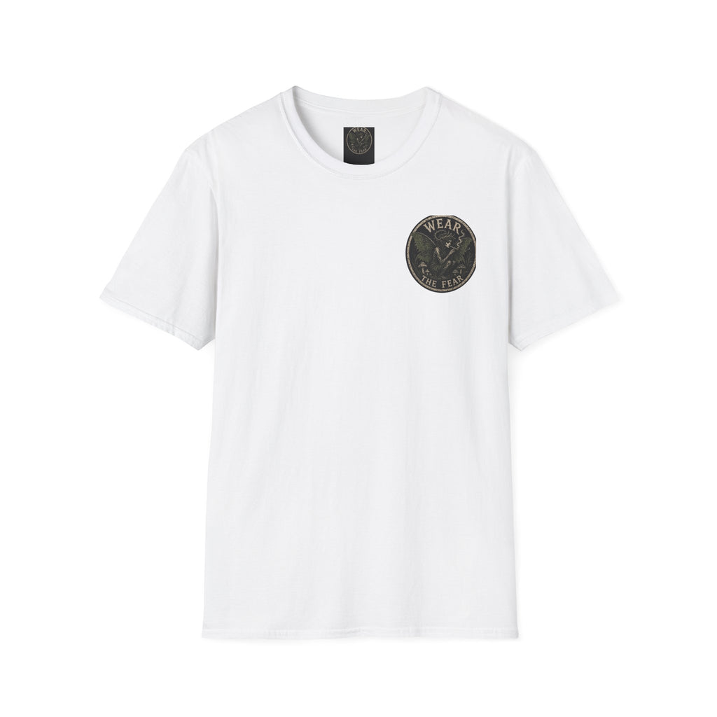 Vintage '5 Fairies' Round Patch T-Shirt — Retro Graphic Chest Tee