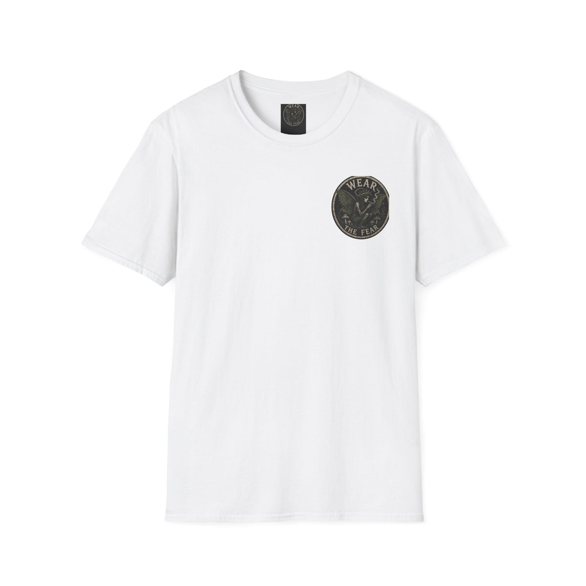 Vintage '5 Fairies' Round Patch T-Shirt — Retro Graphic Chest Tee