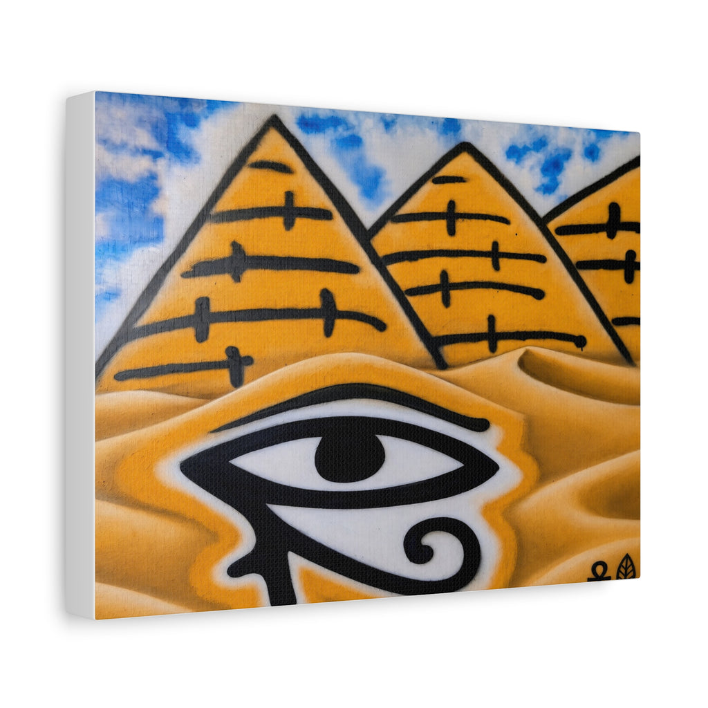 Eye of Ra Pyramid Canvas Wall Art — Egyptian Desert Stretched Canvas