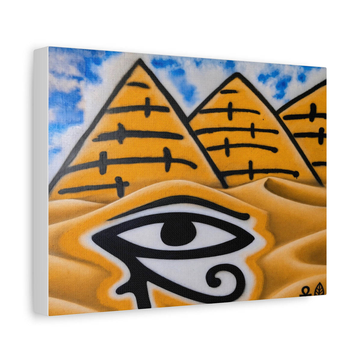 Eye of Ra Pyramid Canvas Wall Art — Egyptian Desert Stretched Canvas