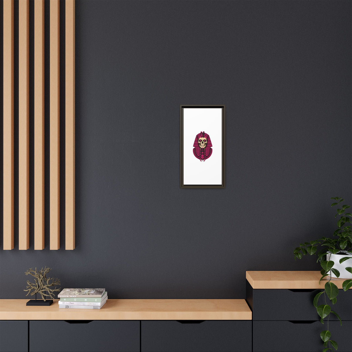 Pharaoh Skull Art Print — Framed Matte Canvas