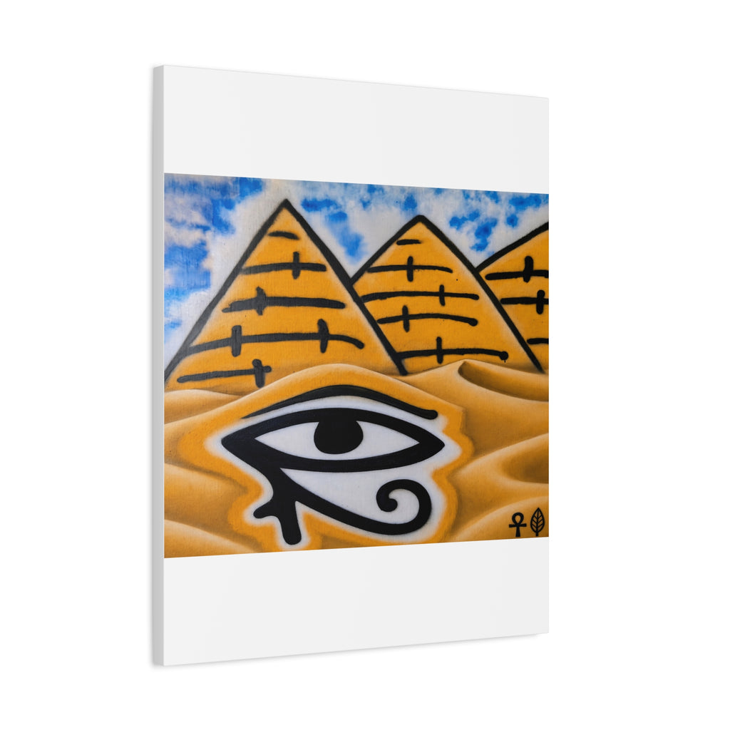 Eye of Ra Pyramid Canvas Wall Art — Egyptian Desert Stretched Canvas