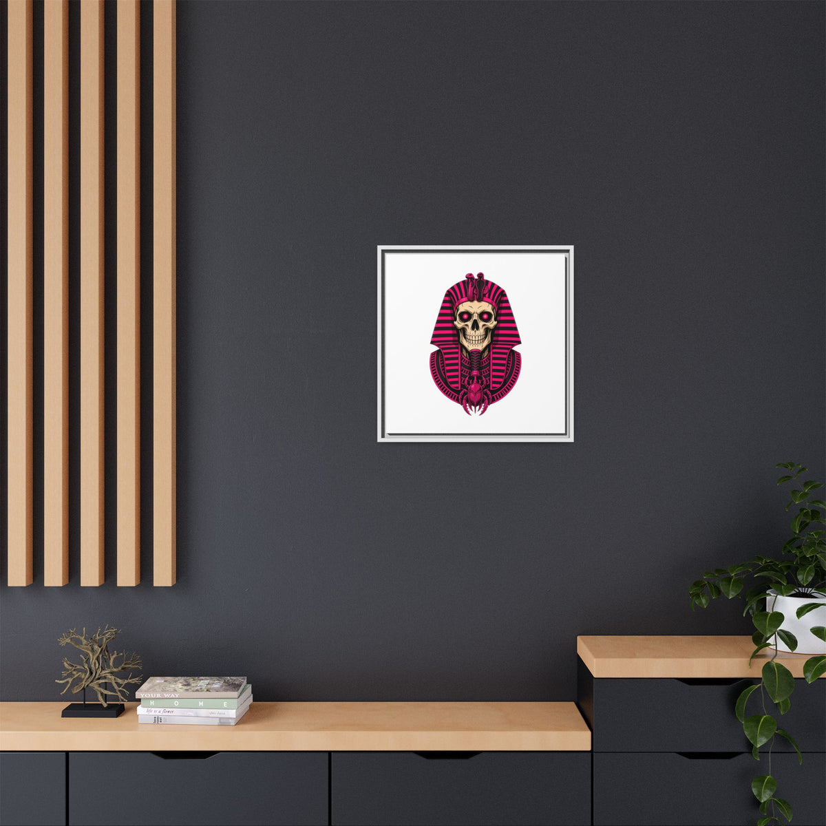 Pharaoh Skull Art Print — Framed Matte Canvas