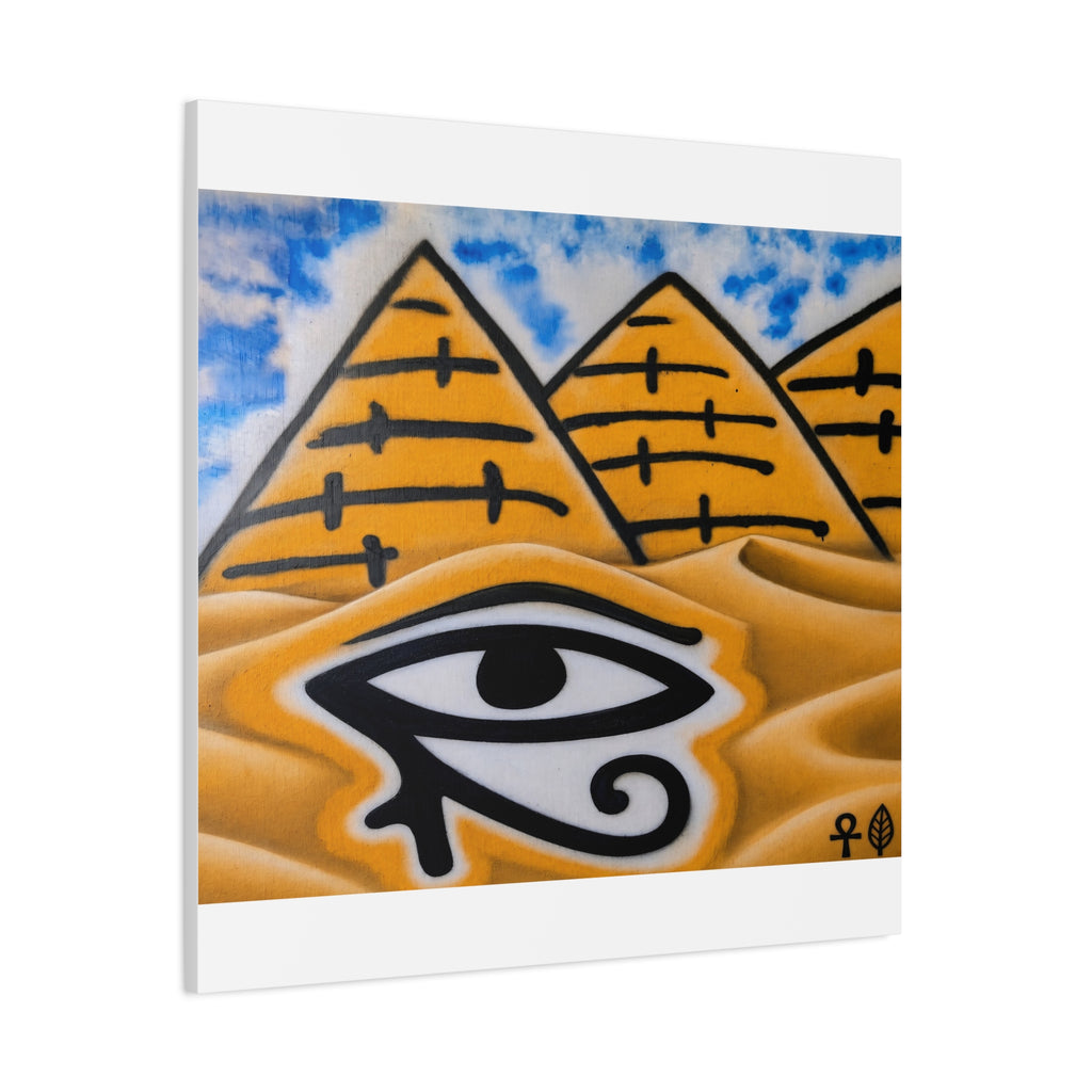 Eye of Ra Pyramid Canvas Wall Art — Egyptian Desert Stretched Canvas