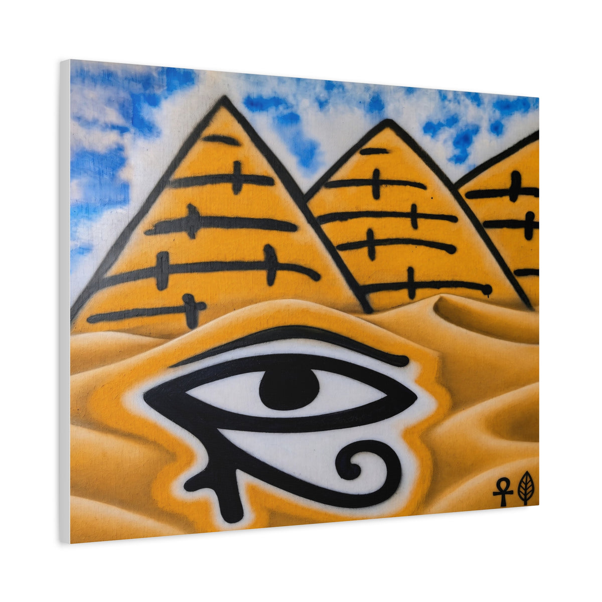 Eye of Ra Pyramid Canvas Wall Art — Egyptian Desert Stretched Canvas