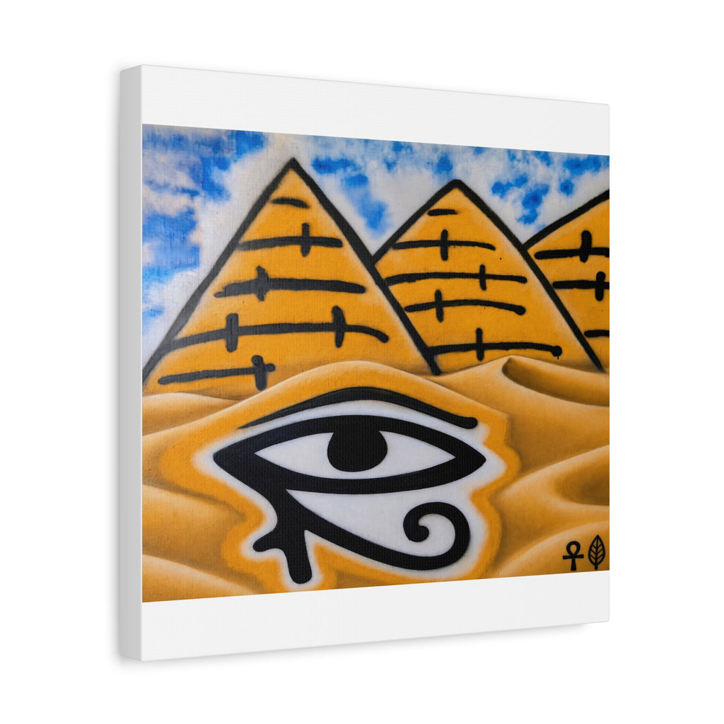 Eye of Ra Pyramid Canvas Wall Art — Egyptian Desert Stretched Canvas