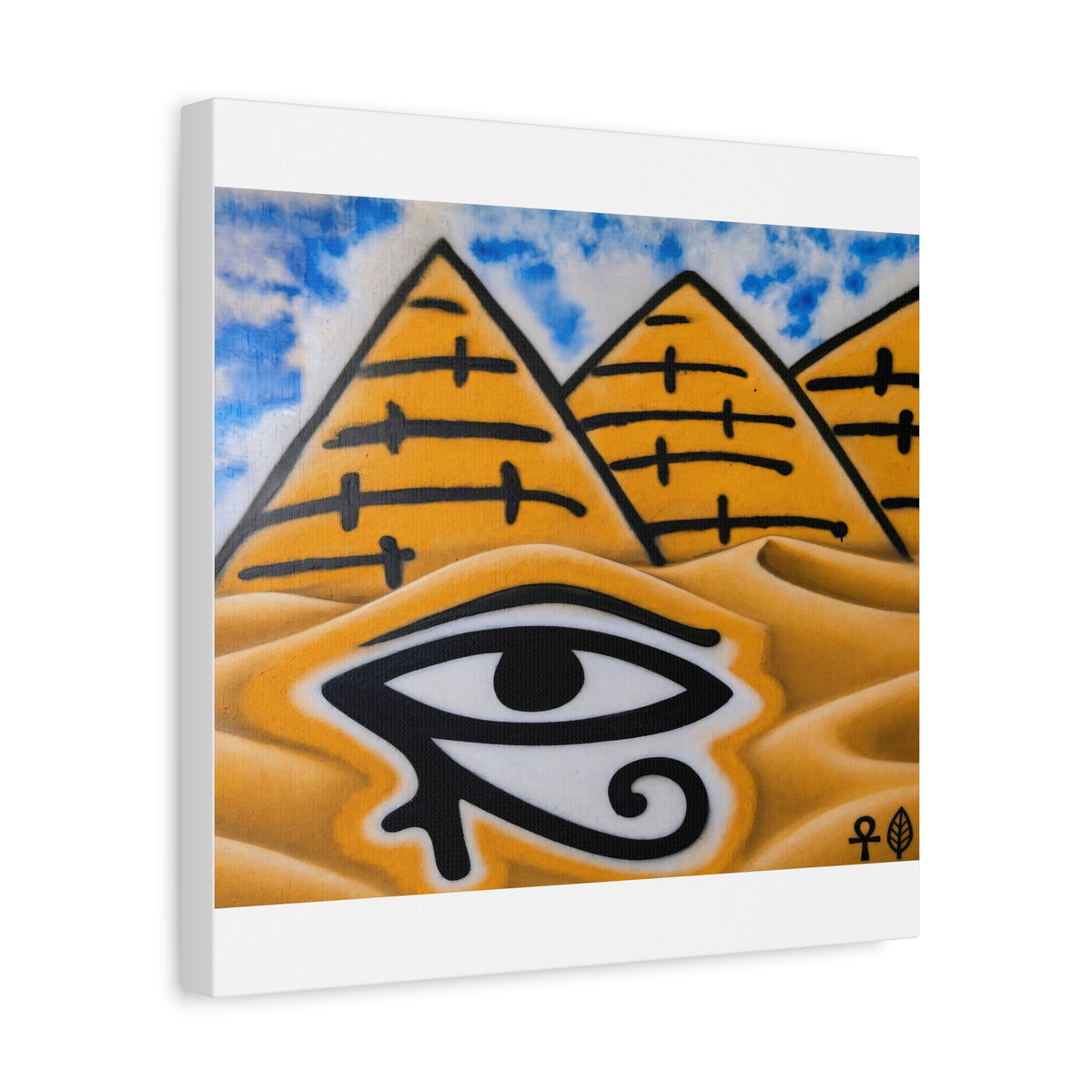 Eye of Ra Pyramid Canvas Wall Art — Egyptian Desert Stretched Canvas