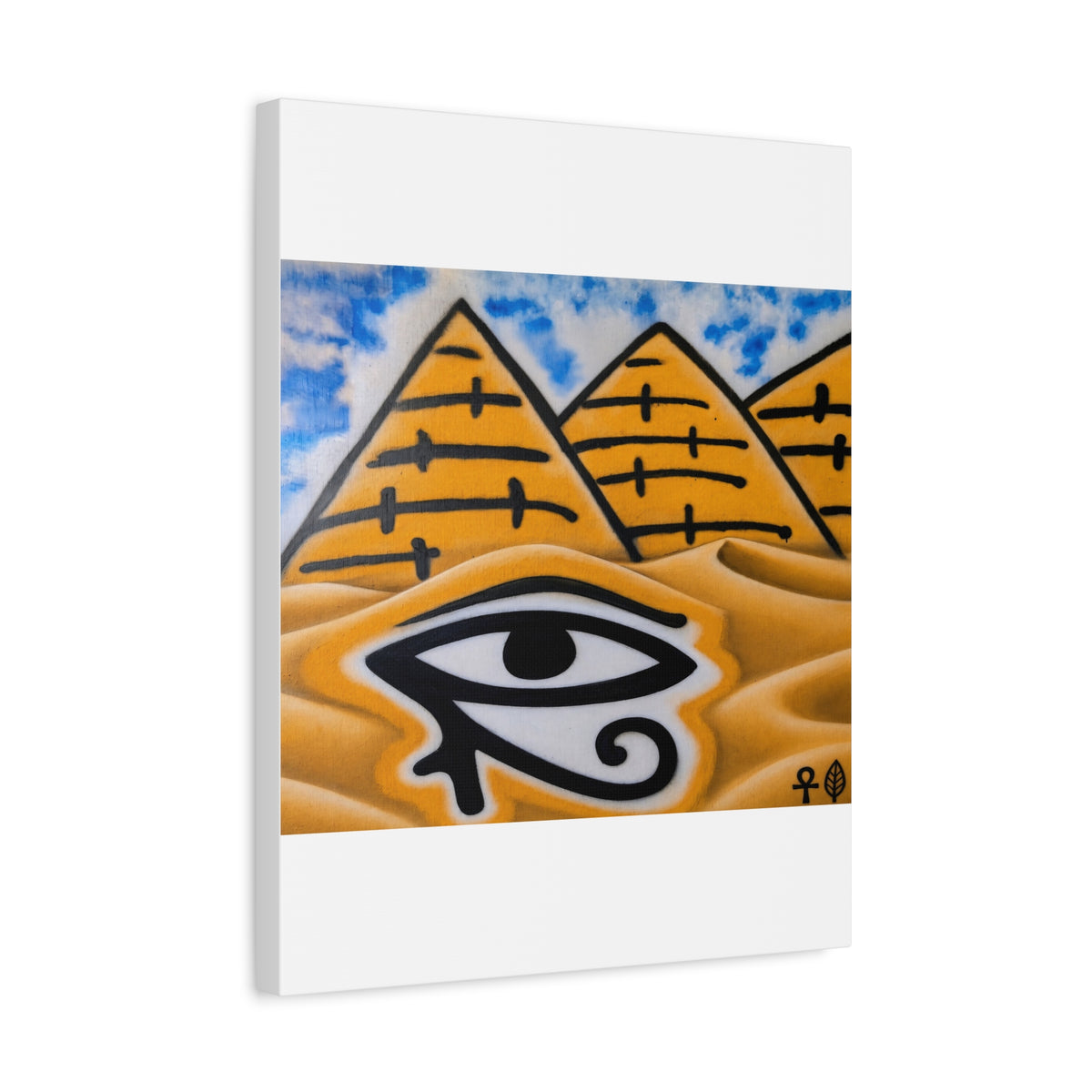 Eye of Ra Pyramid Canvas Wall Art — Egyptian Desert Stretched Canvas