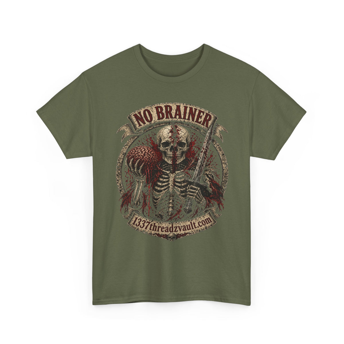 No Brainer Skull Tee —Gothic Skeleton Graphic T-Shirt